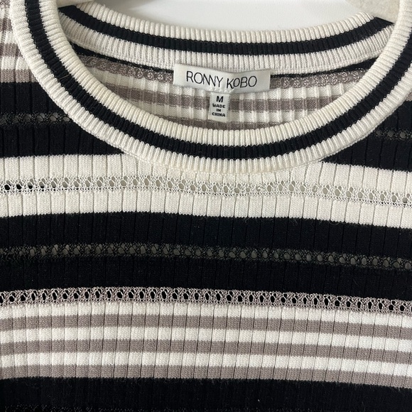 Ronny Kobo stripe cropped sweater with ruffle edges - Picture 2 of 3